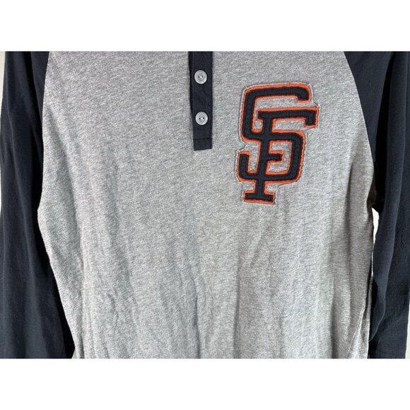 SF Giants Mitchell and Ness Button Baseball T-Shirt, Size M, Gray/Black/Logo - Picture 3 of 11